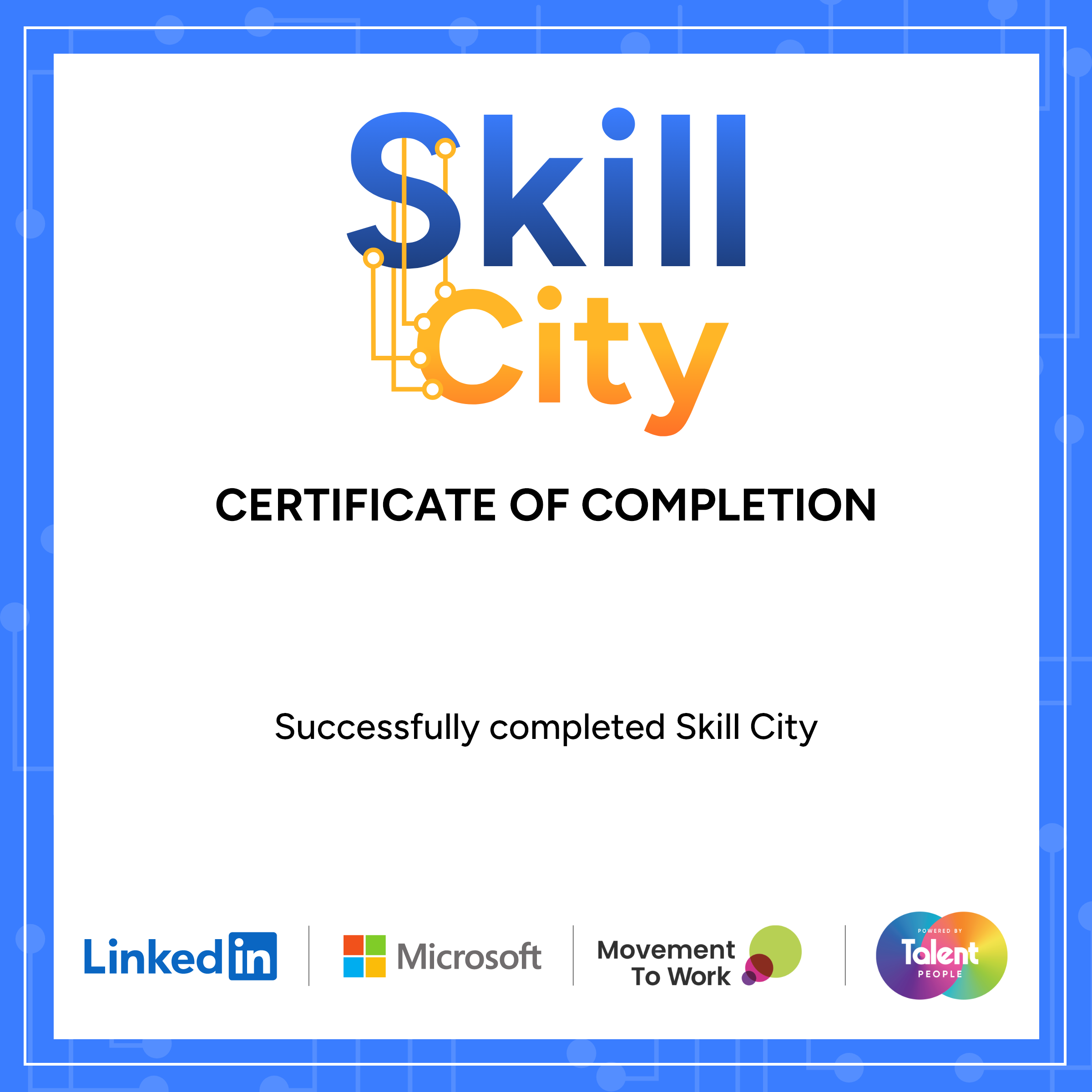 Badge for Skill City certificate of completion